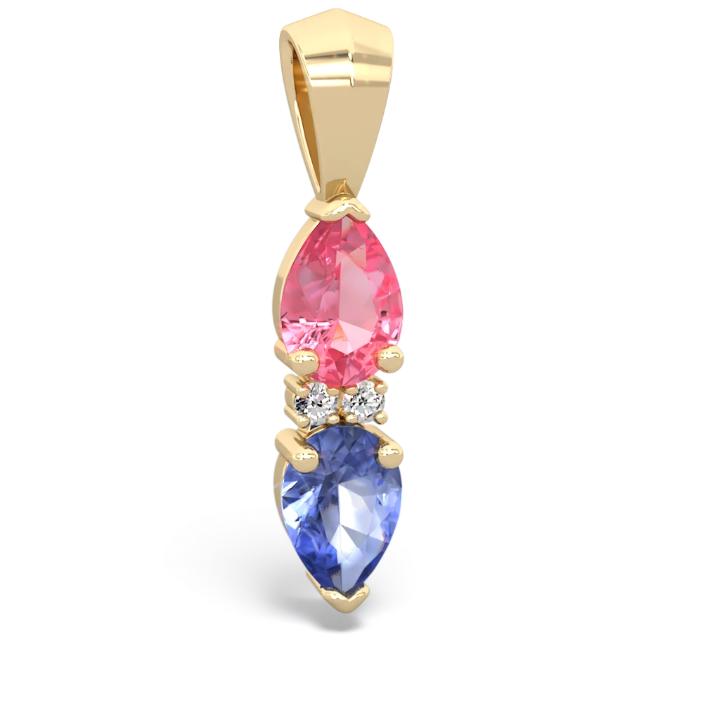 Lab Pink Sapphire Bowtie Drop 14K Yellow Gold pendant P0865