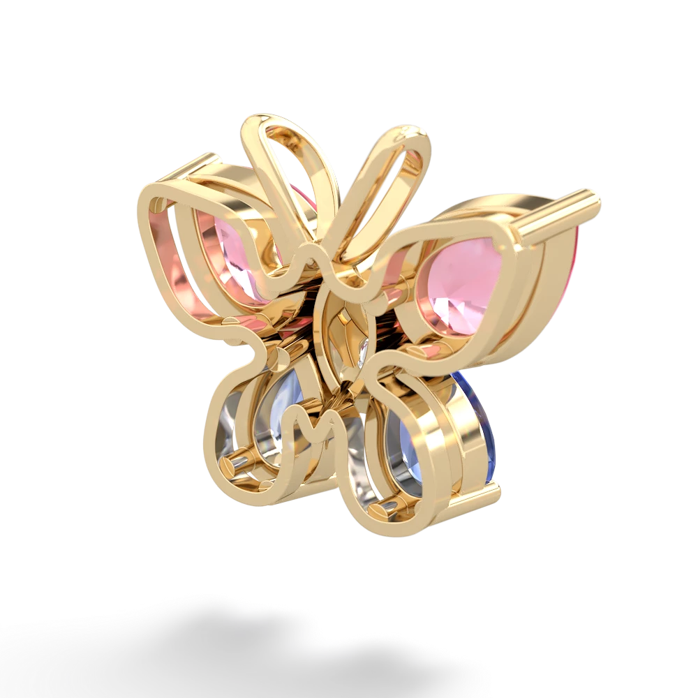 Lab Pink Sapphire Butterfly 14K Yellow Gold pendant P2215