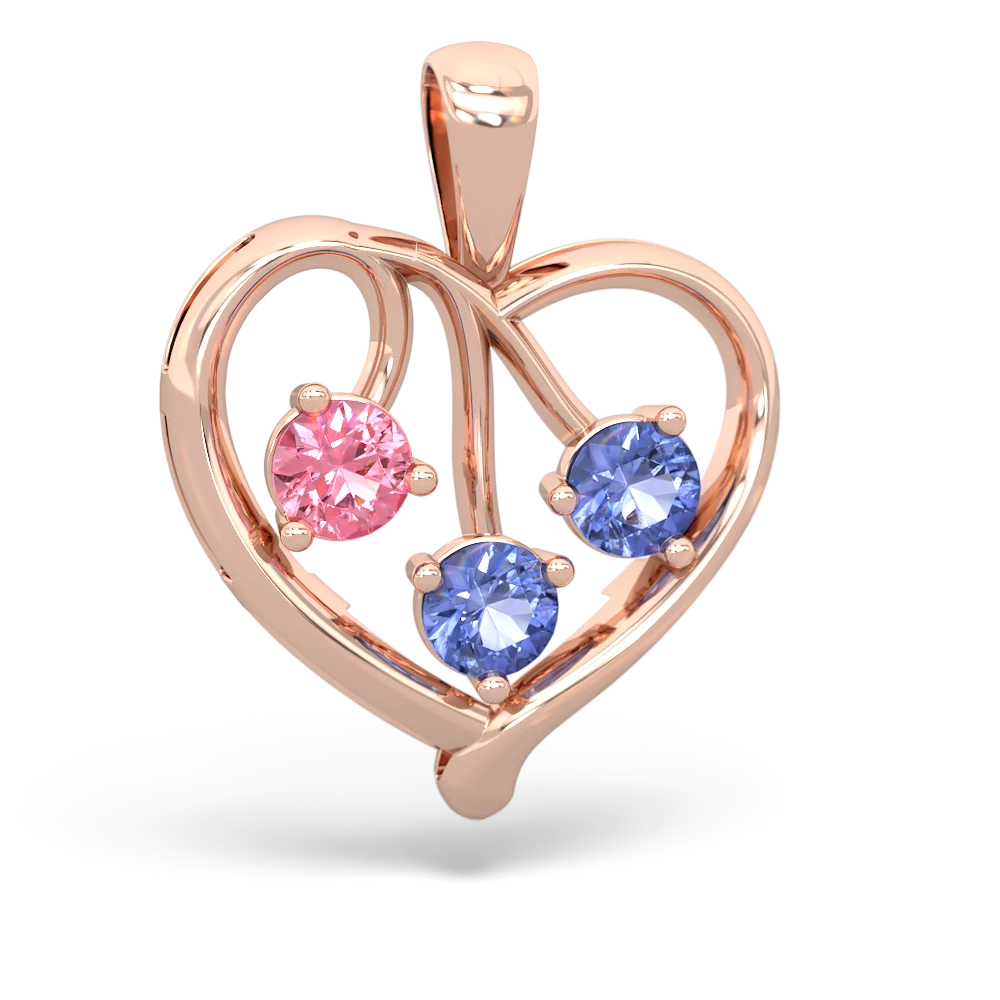 Lab Pink Sapphire Glowing Heart 14K Rose Gold pendant P2233