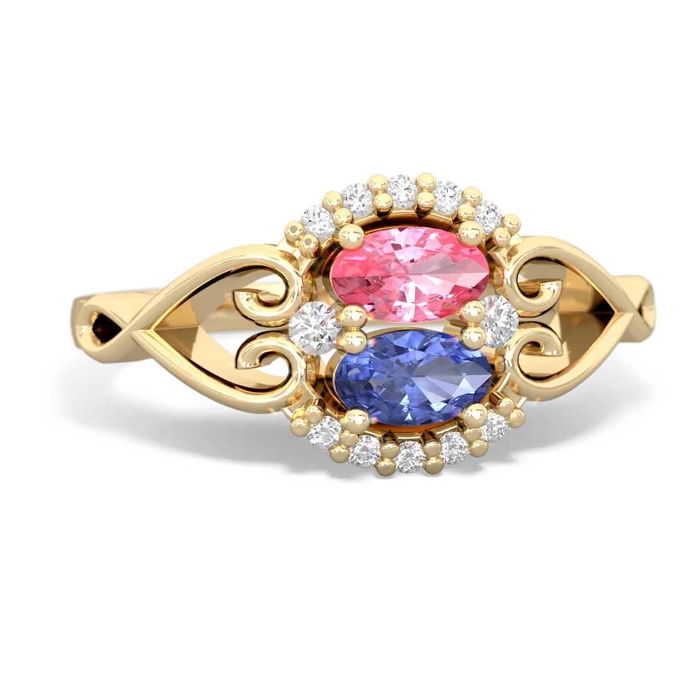 Lab Pink Sapphire Love Nest 14K Yellow Gold ring R5860