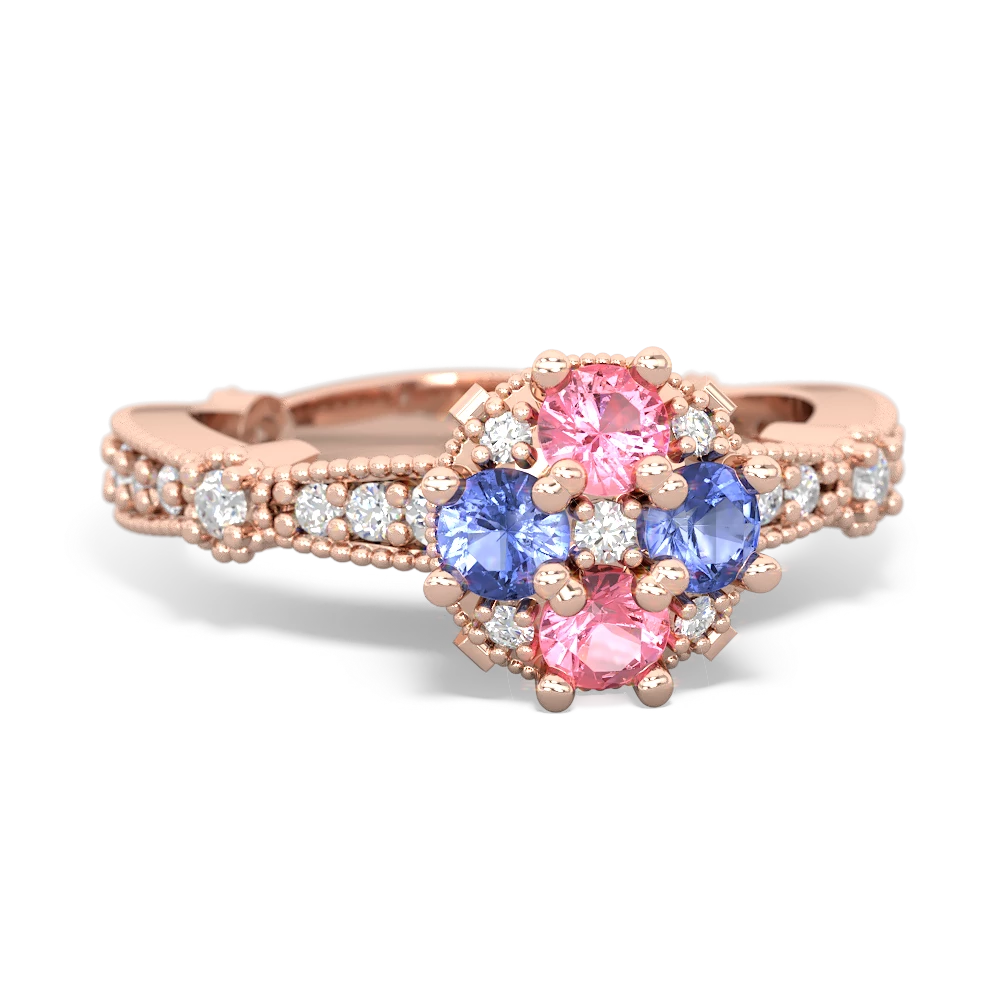 Lab Pink Sapphire Sparkling Tiara Cluster 14K Rose Gold ring R26293RD