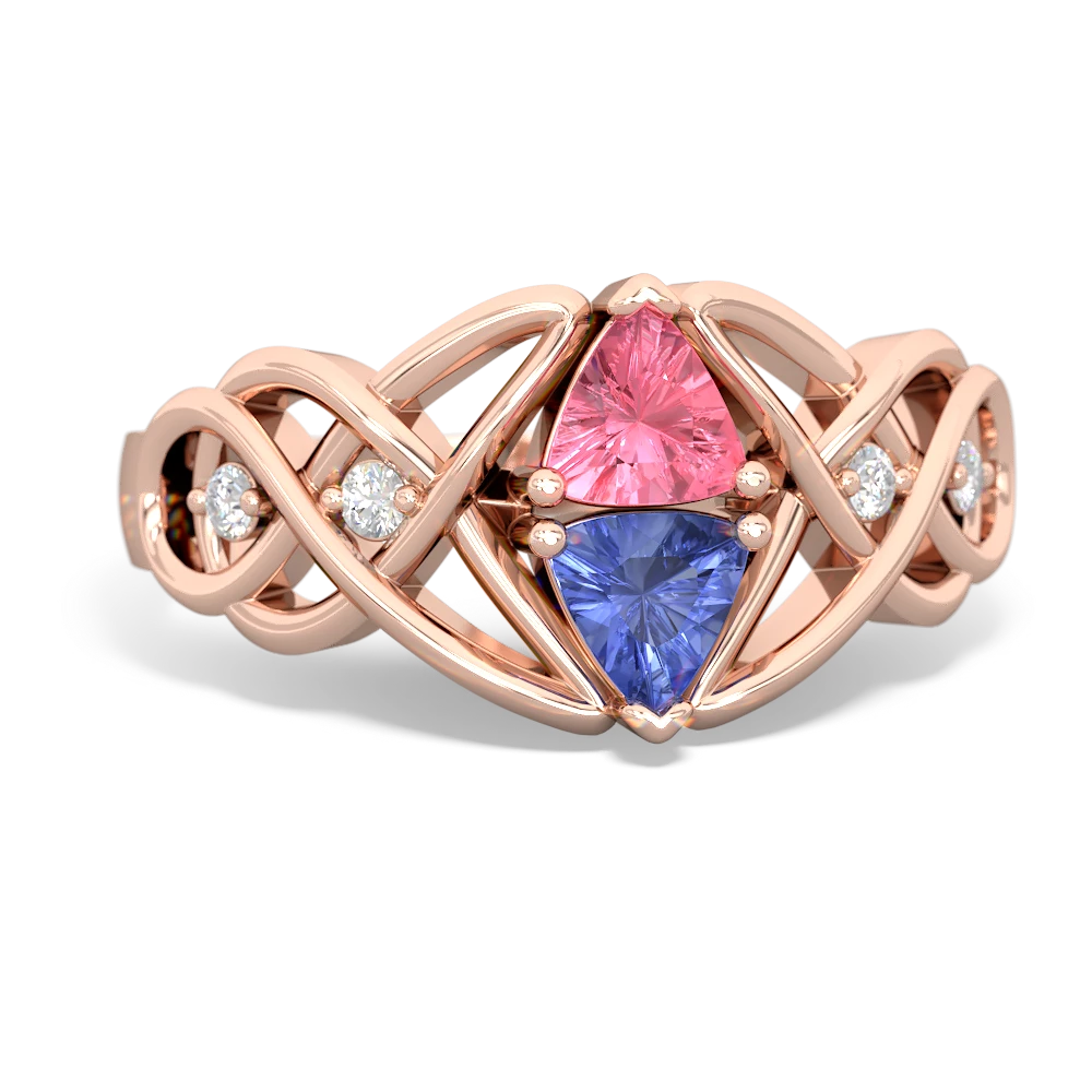 Lab Pink Sapphire Keepsake Celtic Knot 14K Rose Gold ring R5300