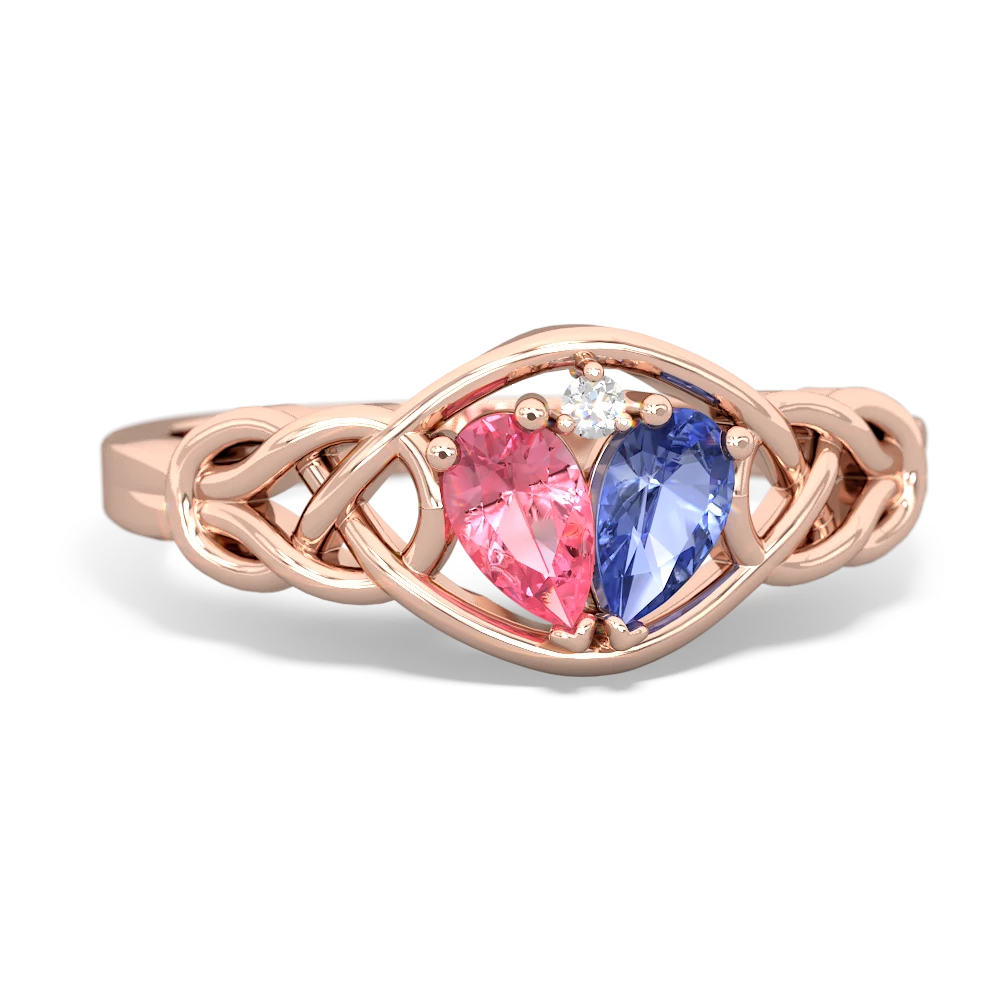 Lab Pink Sapphire Celtic Love Knot 14K Rose Gold ring R5420