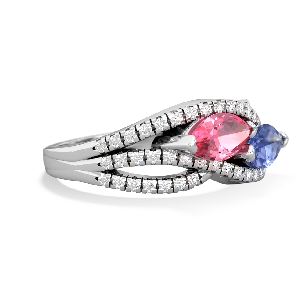 Lab Pink Sapphire Diamond Rivers 14K White Gold ring R3070