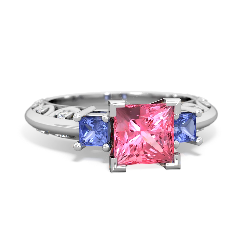 Lab Pink Sapphire Eternal Embrace Engagement 14K White Gold ring C2001