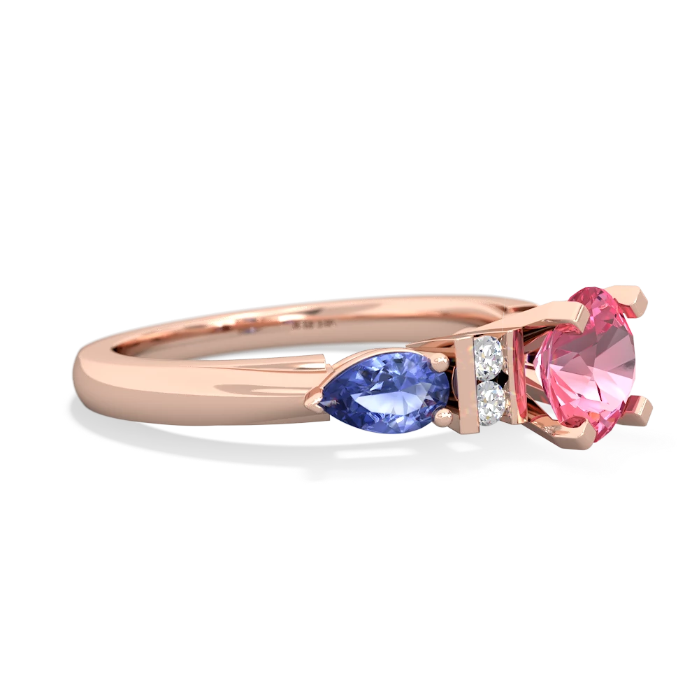 Lab Pink Sapphire 6Mm Round Eternal Embrace Engagement 14K Rose Gold ring R2005