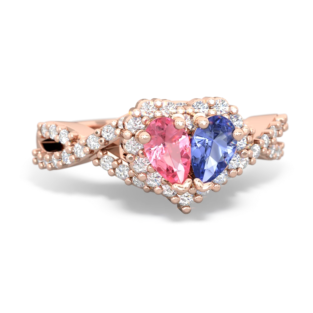 Lab Pink Sapphire Diamond Twist 'One Heart' 14K Rose Gold ring R2640HRT