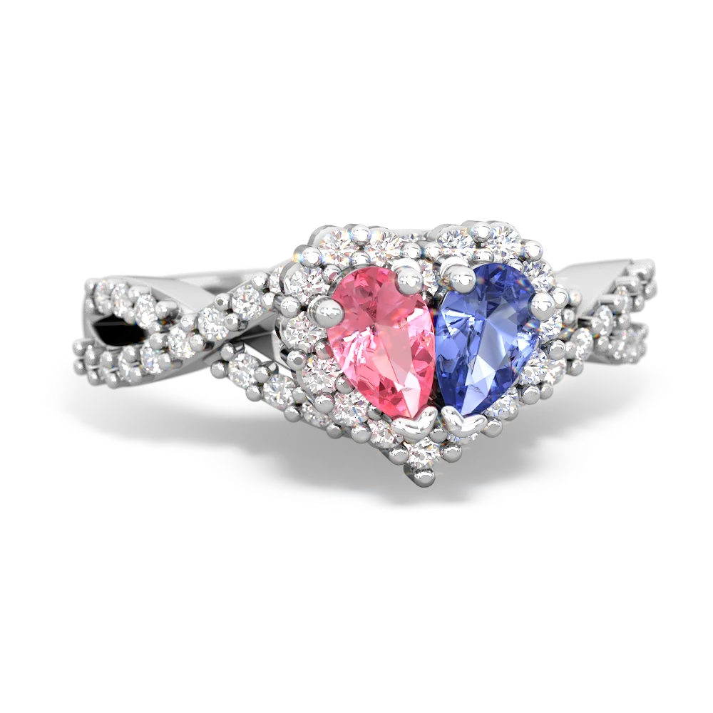 Lab Pink Sapphire Diamond Twist 'One Heart' 14K White Gold ring R2640HRT