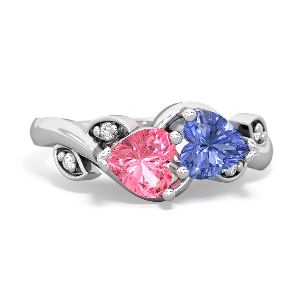 Lab Pink Sapphire Floral Elegance 14K White Gold ring R5790