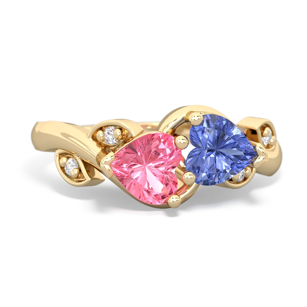 Lab Pink Sapphire Floral Elegance 14K Yellow Gold ring R5790