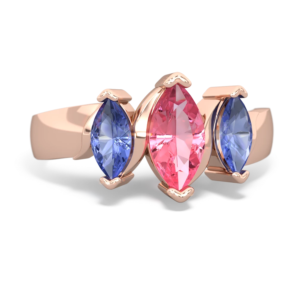 Lab Pink Sapphire Three Peeks 14K Rose Gold ring R2433