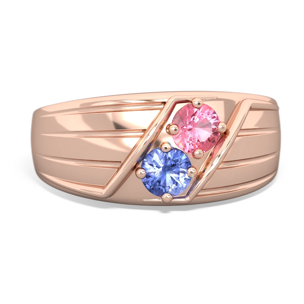 Lab Pink Sapphire Men's Streamline 14K Rose Gold ring R0460