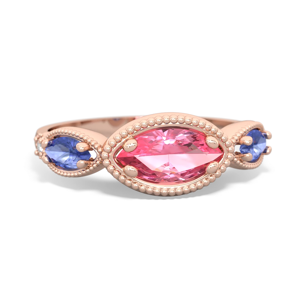 Lab Pink Sapphire Milgrain Marquise 14K Rose Gold ring R5700