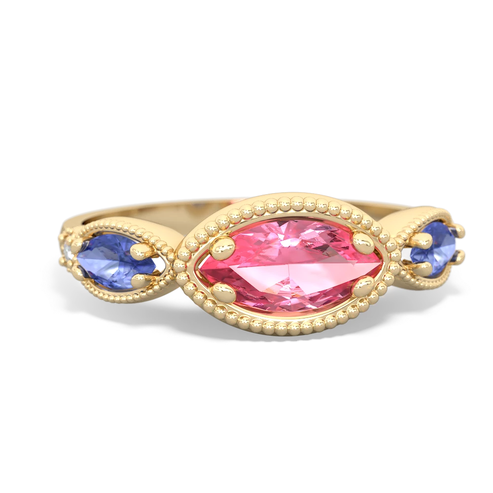 Lab Pink Sapphire Milgrain Marquise 14K Yellow Gold ring R5700