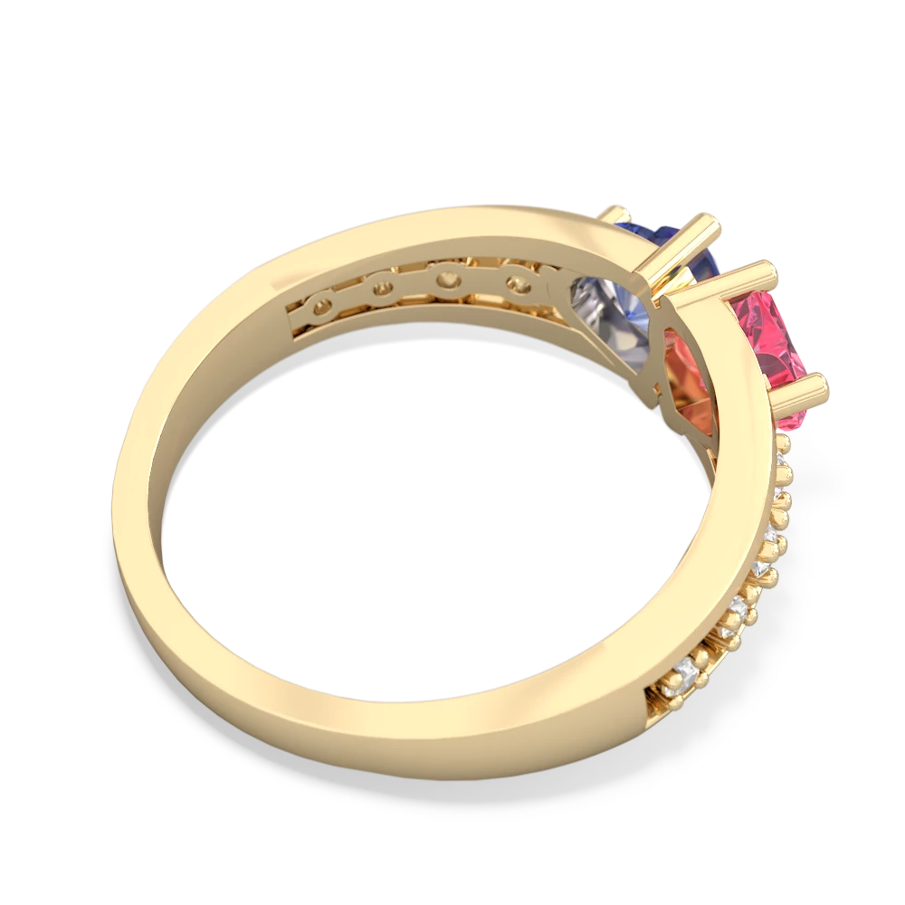 Lab Pink Sapphire Heart To Heart 14K Yellow Gold ring R3342