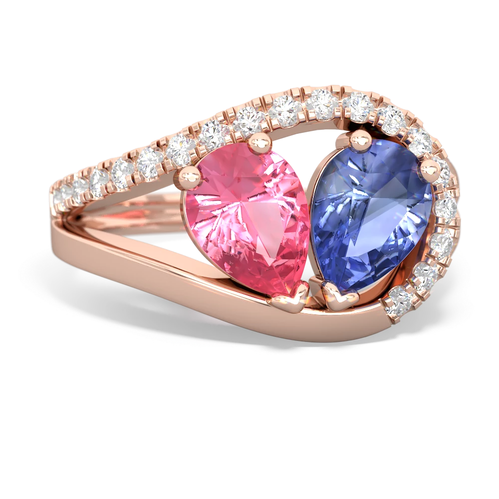 Lab Pink Sapphire Nestled Heart Keepsake 14K Rose Gold ring R5650