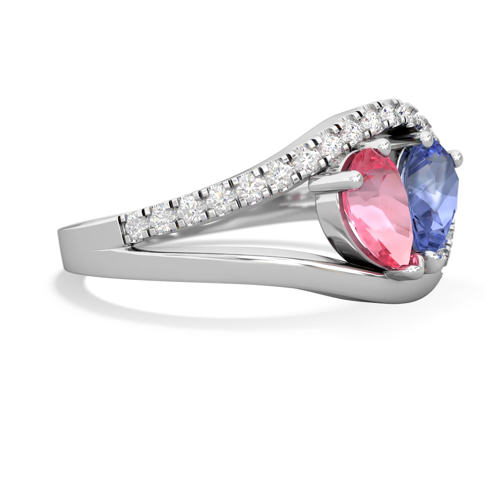 Lab Pink Sapphire Nestled Heart Keepsake 14K White Gold ring R5650