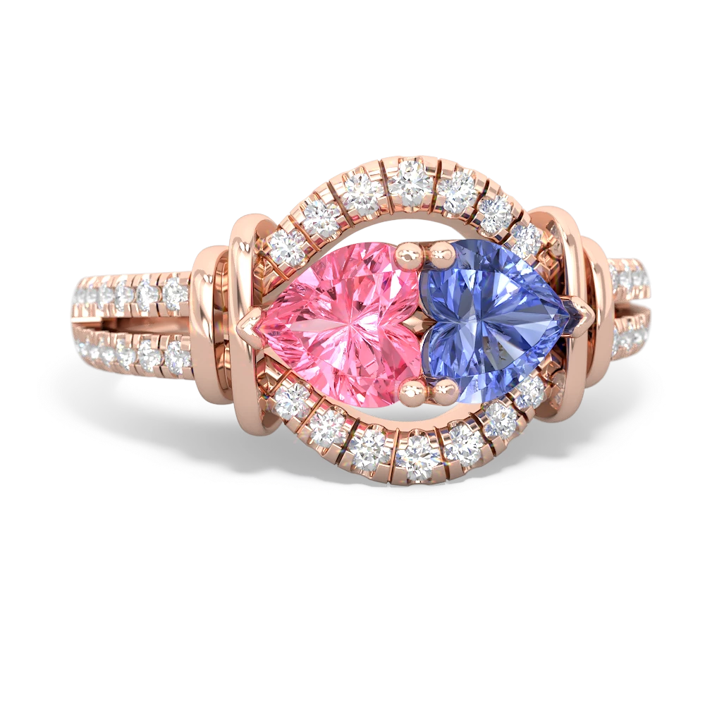 Lab Pink Sapphire Art-Deco Keepsake 14K Rose Gold ring R5630