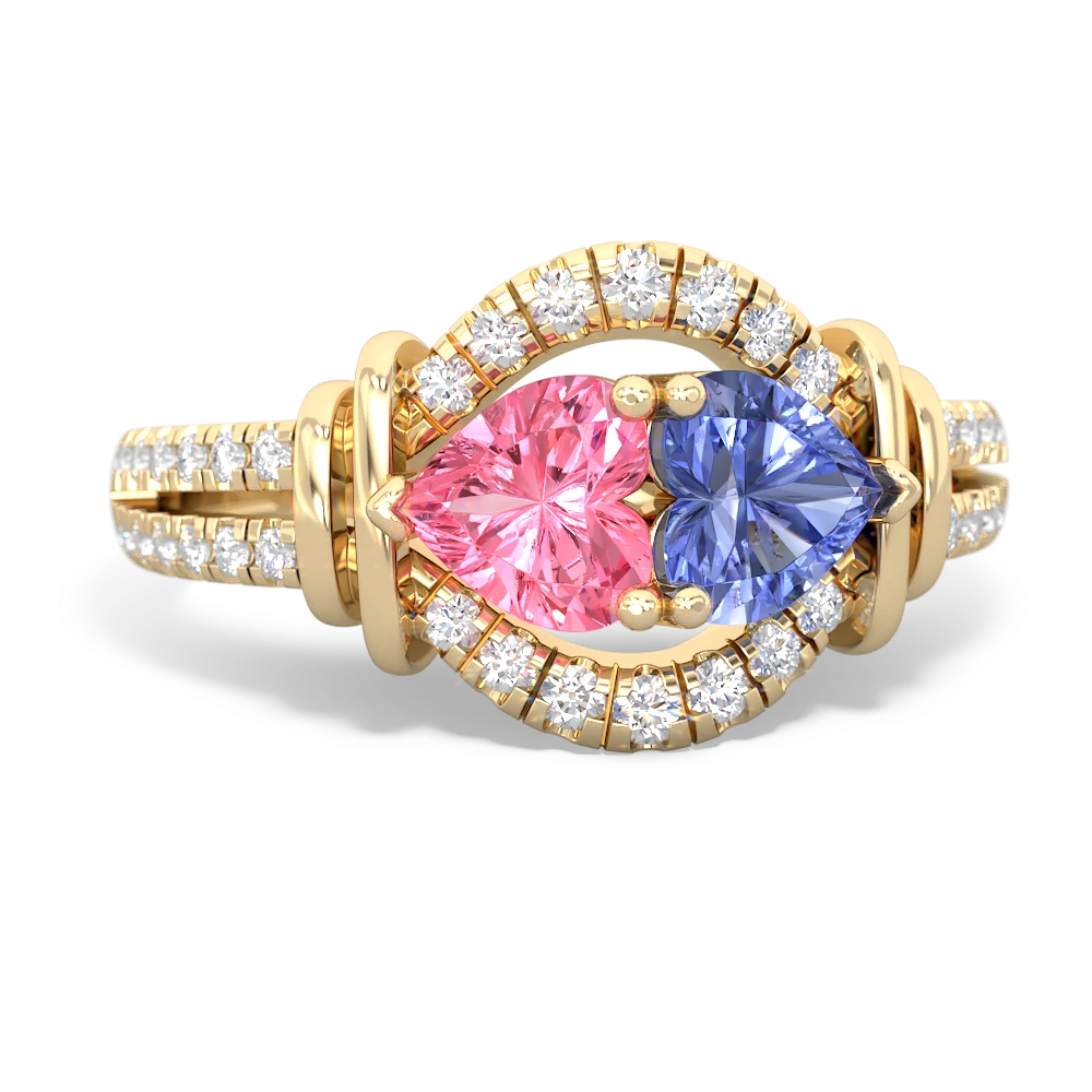 Lab Pink Sapphire Art-Deco Keepsake 14K Yellow Gold ring R5630