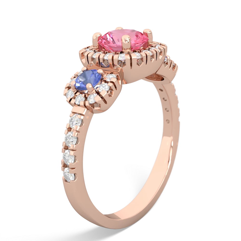 Lab Pink Sapphire Regal Halo 14K Rose Gold ring R5350