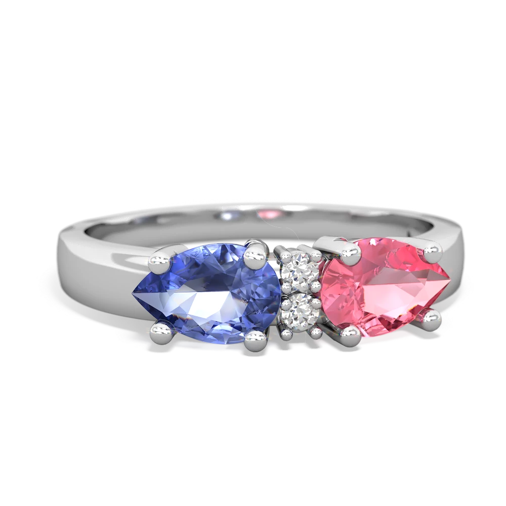 Lab Pink Sapphire Pear Bowtie 14K White Gold ring R0865