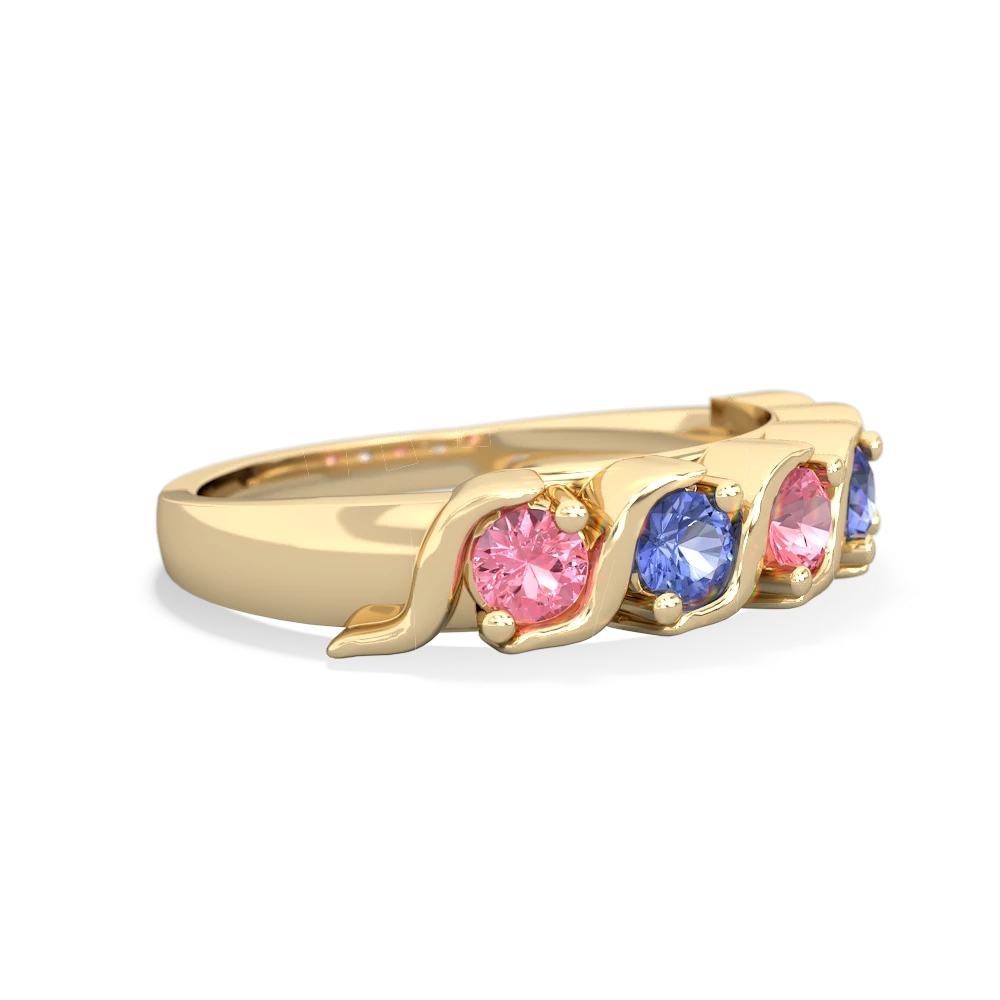 Lab Pink Sapphire Anniversary Band 14K Yellow Gold ring R2089