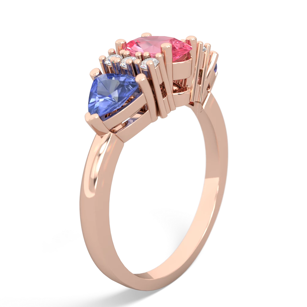 Lab Pink Sapphire Antique Style Three Stone 14K Rose Gold ring R2186