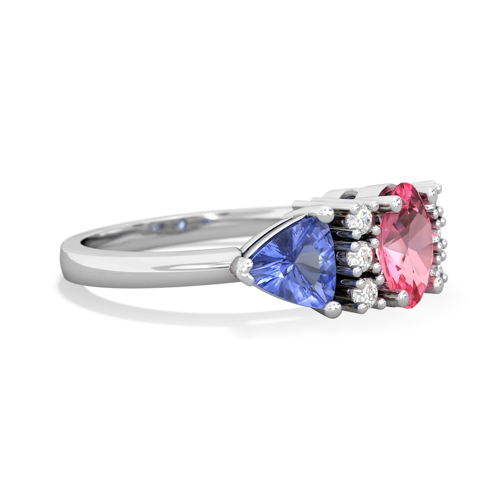 Lab Pink Sapphire Antique Style Three Stone 14K White Gold ring R2186