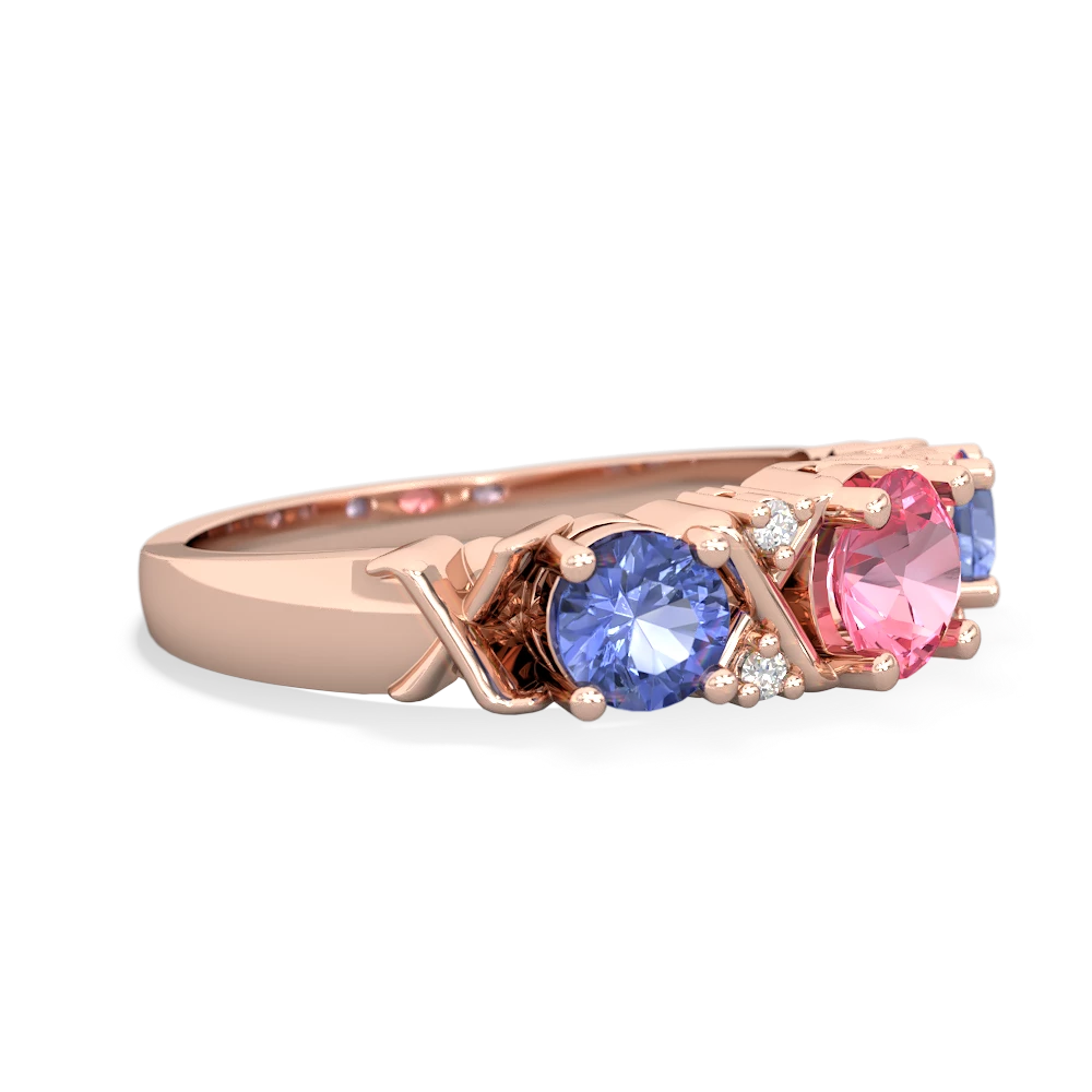 Lab Pink Sapphire Hugs And Kisses 14K Rose Gold ring R5016