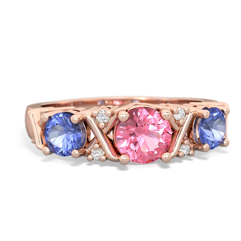 Lab Pink Sapphire Hugs And Kisses 14K Rose Gold ring R5016