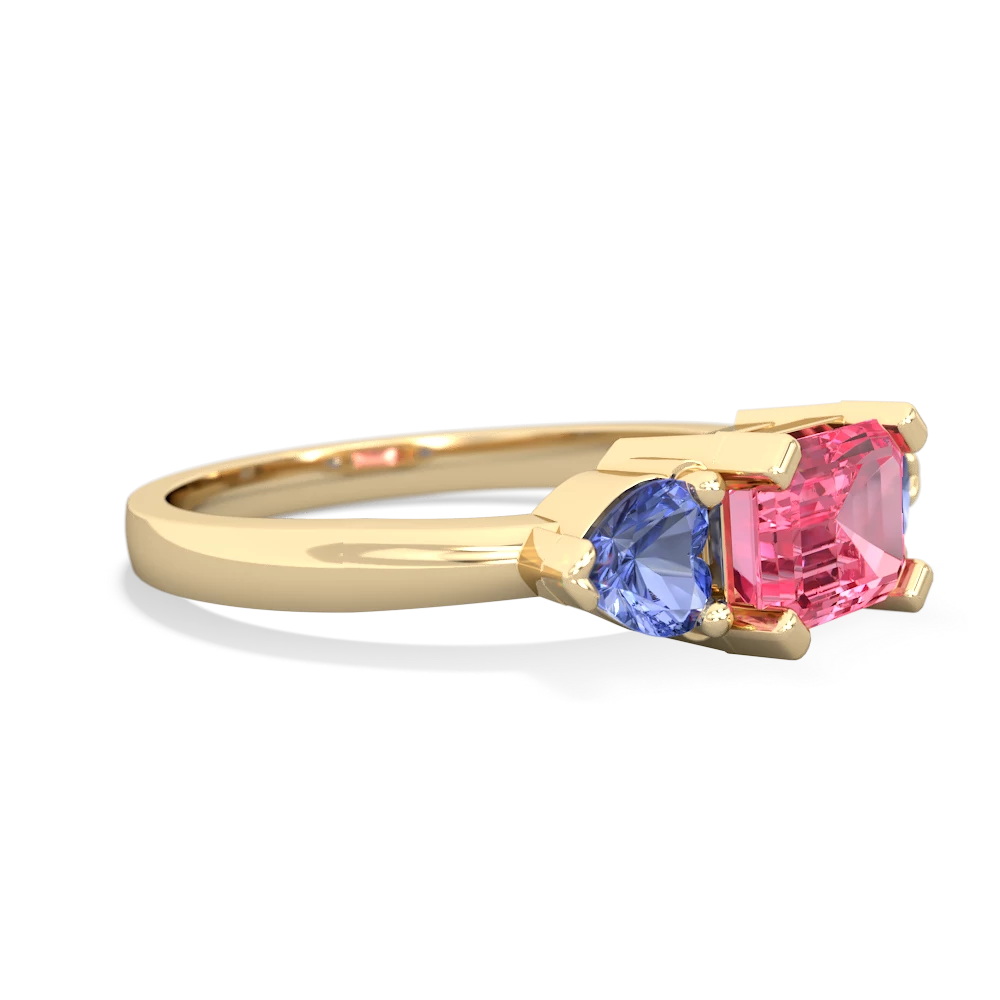 Lab Pink Sapphire Three Stone 14K Yellow Gold ring R5235