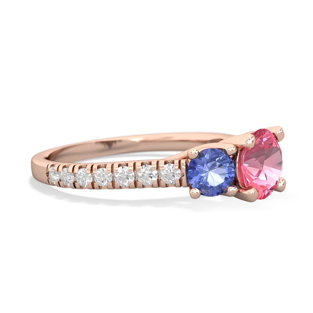 Lab Pink Sapphire Pave Trellis 14K Rose Gold ring R5500