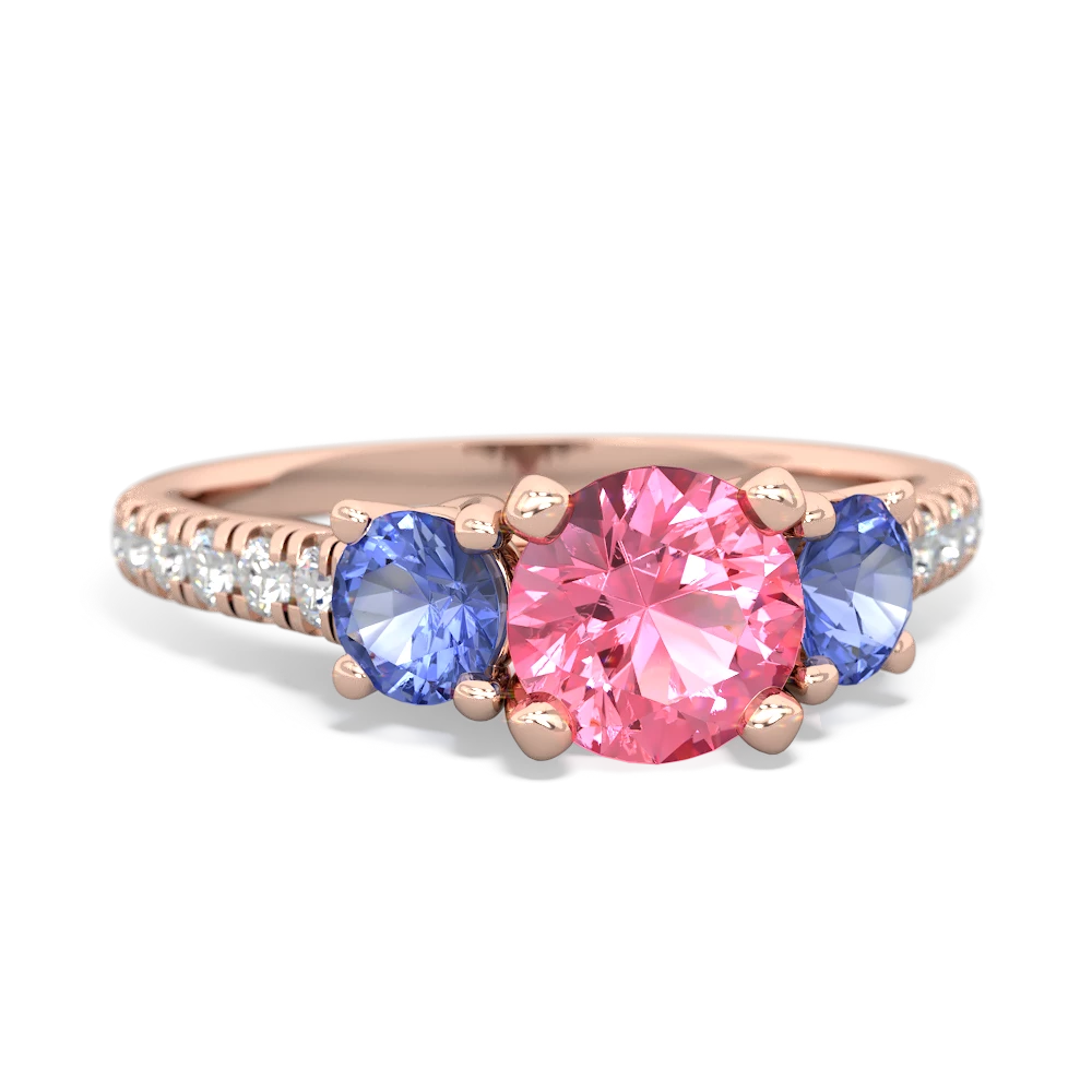 Lab Pink Sapphire Pave Trellis 14K Rose Gold ring R5500