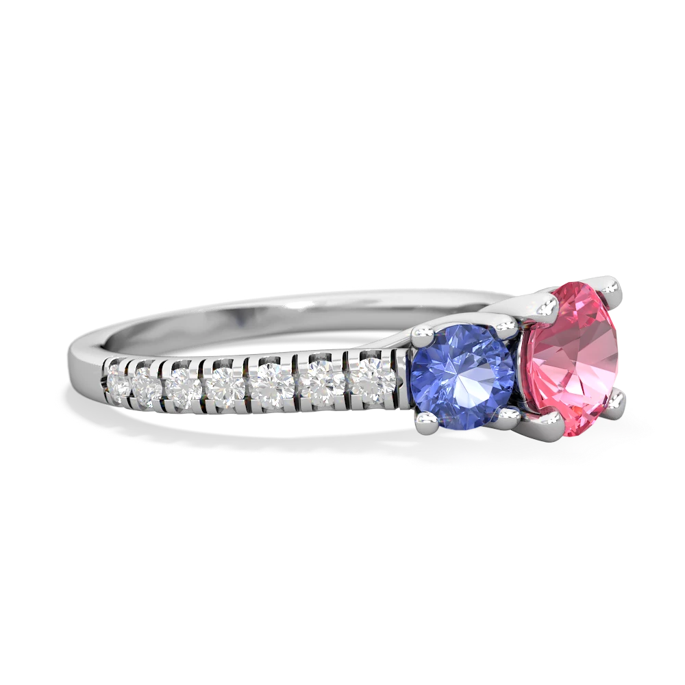 Lab Pink Sapphire Pave Trellis 14K White Gold ring R5500