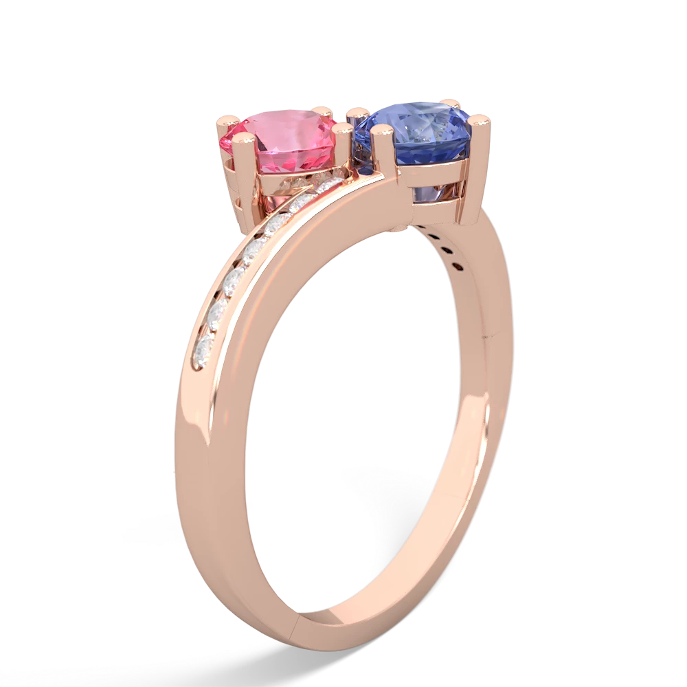 Lab Pink Sapphire Channel Set Two Stone 14K Rose Gold ring R5303