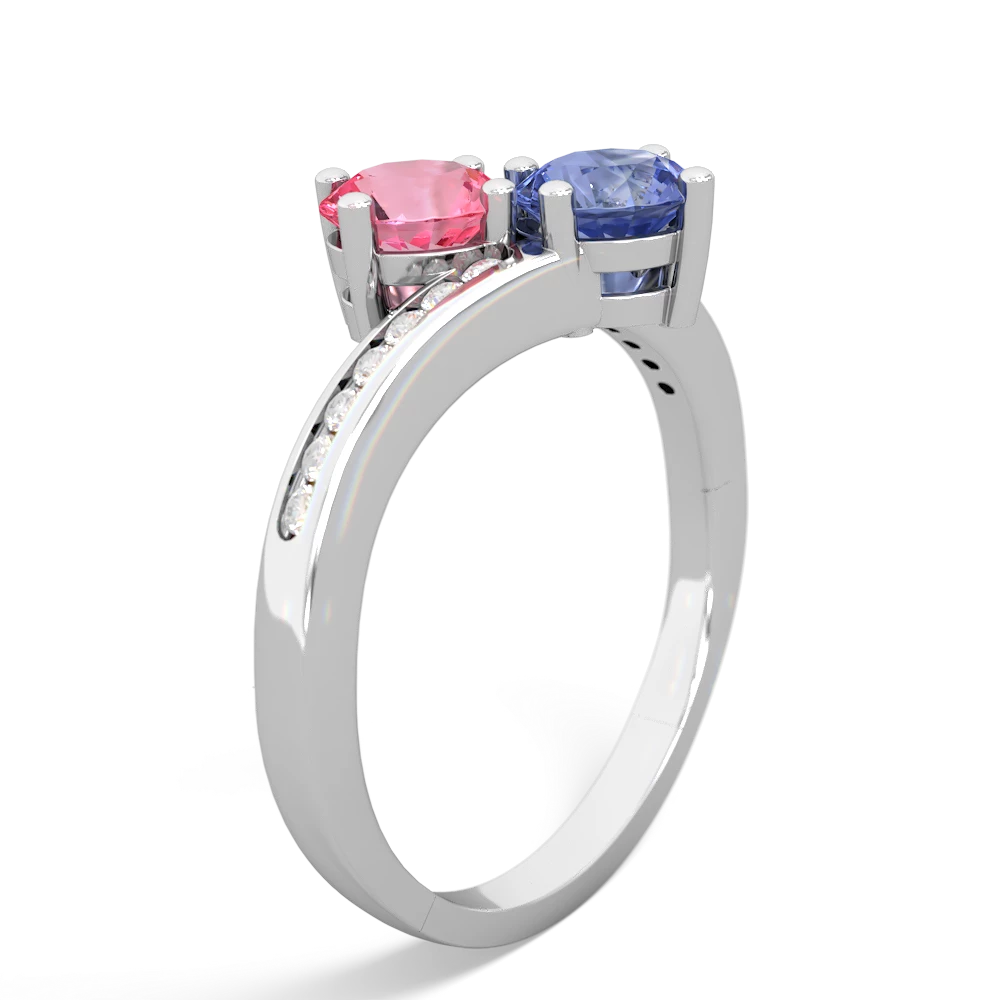 Lab Pink Sapphire Channel Set Two Stone 14K White Gold ring R5303