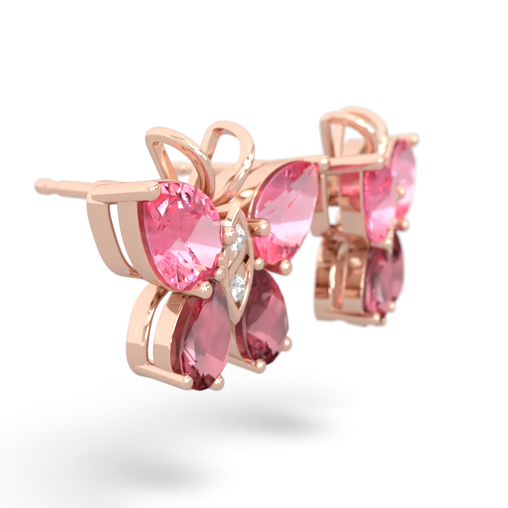 Lab Pink Sapphire Butterfly 14K Rose Gold earrings E2215