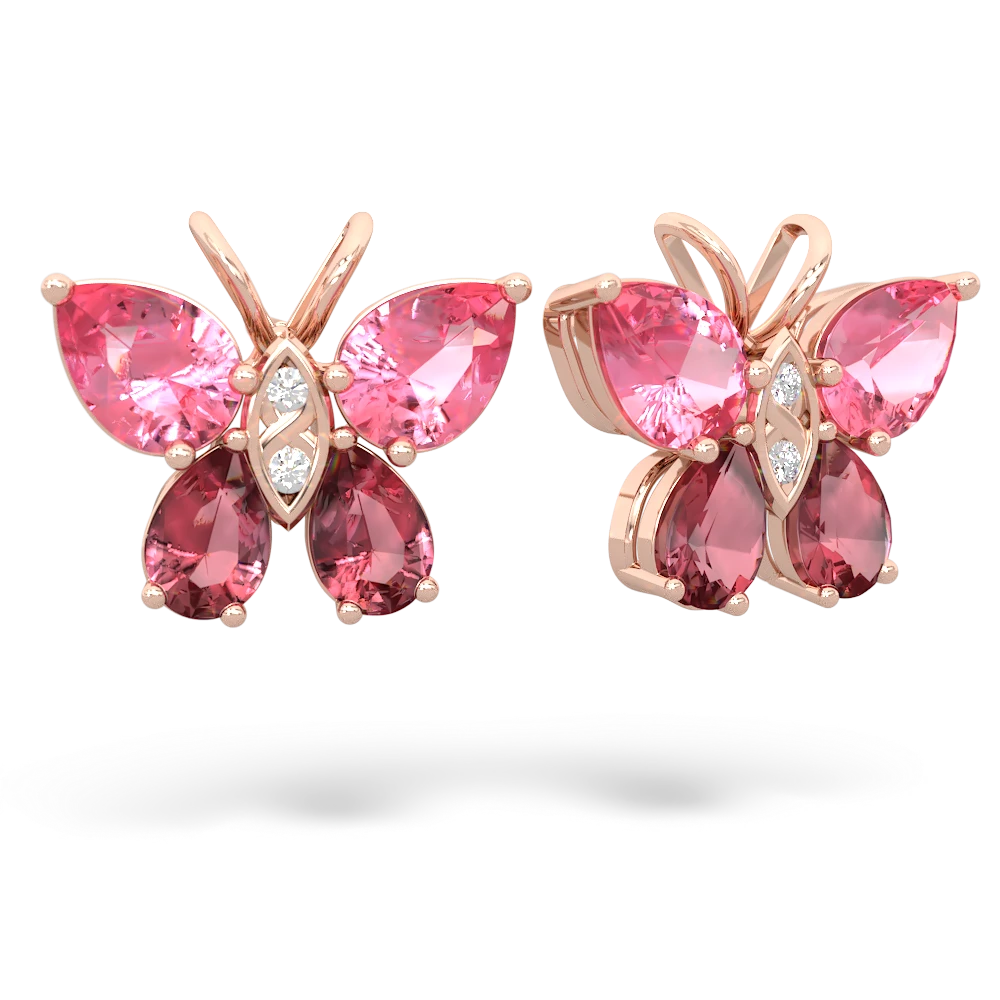 Lab Pink Sapphire Butterfly 14K Rose Gold earrings E2215