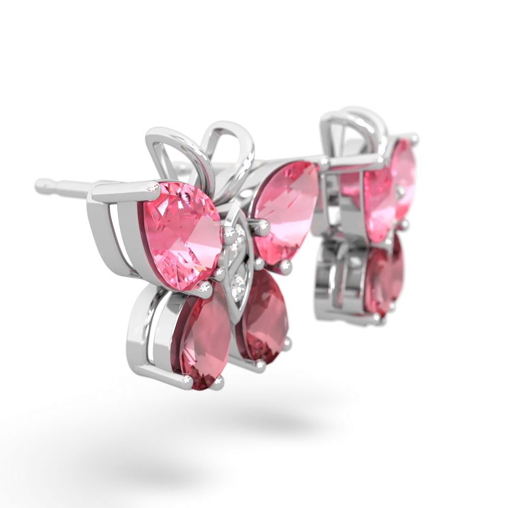 Lab Pink Sapphire Butterfly 14K White Gold earrings E2215