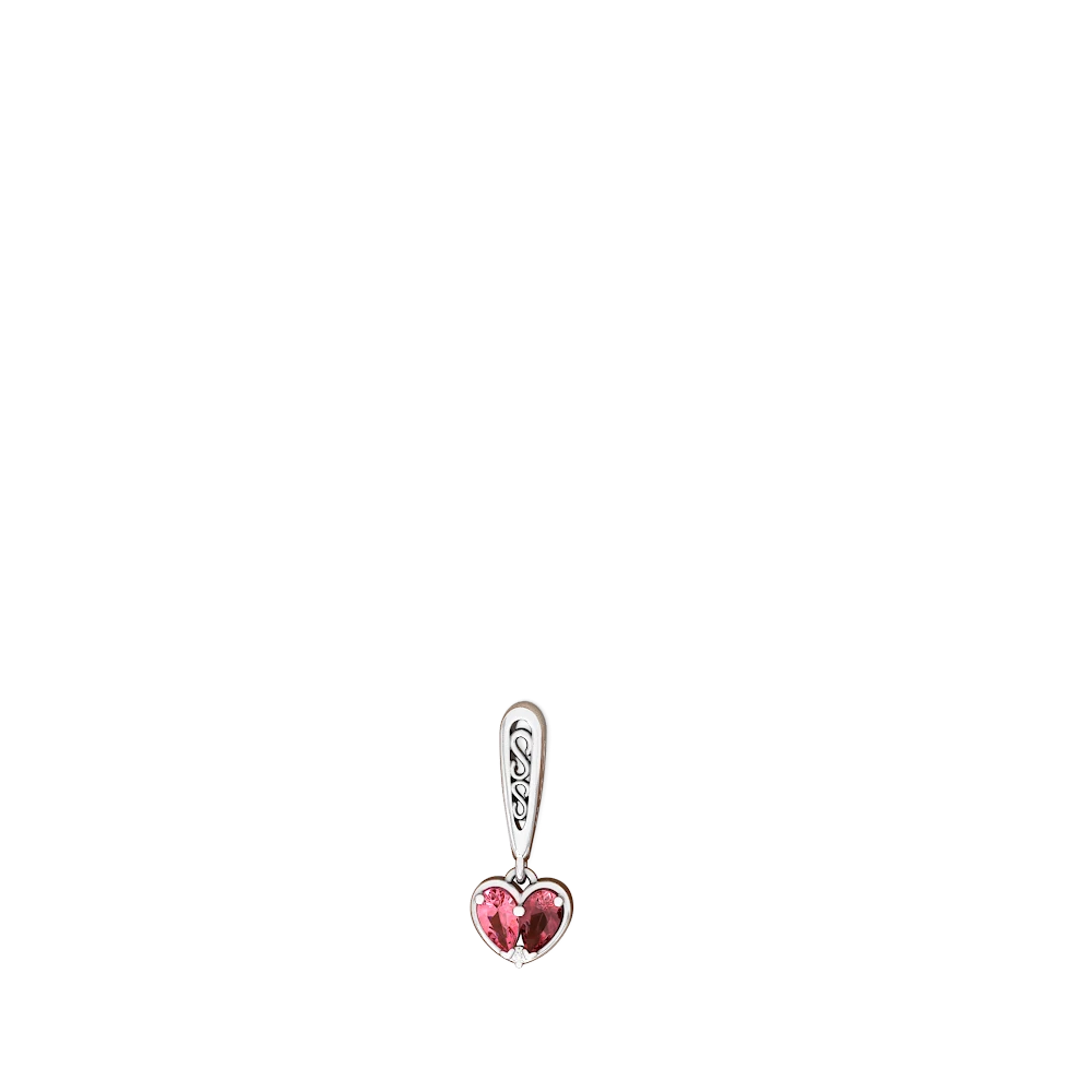 Lab Pink Sapphire Filligree Heart 14K White Gold earrings E5070