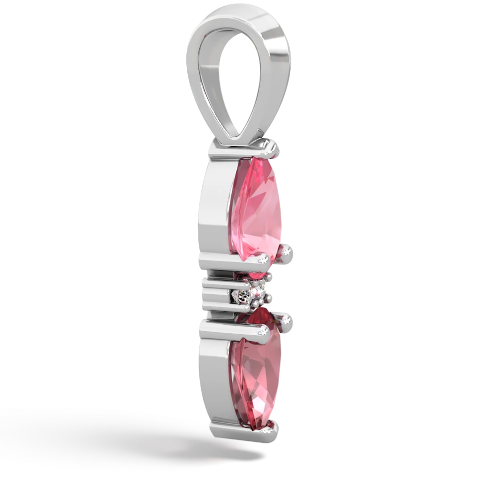 Lab Pink Sapphire Bowtie Drop 14K White Gold pendant P0865