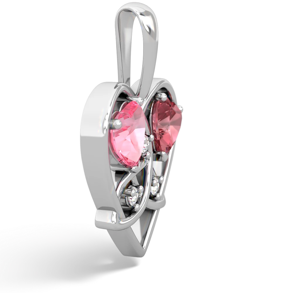 Lab Pink Sapphire Celtic Trinity Heart 14K White Gold pendant P5331