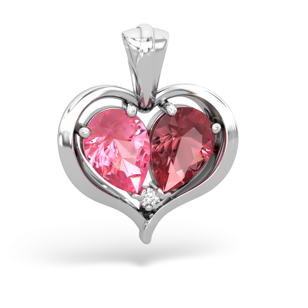 Lab Pink Sapphire Two Become One 14K White Gold pendant P5330