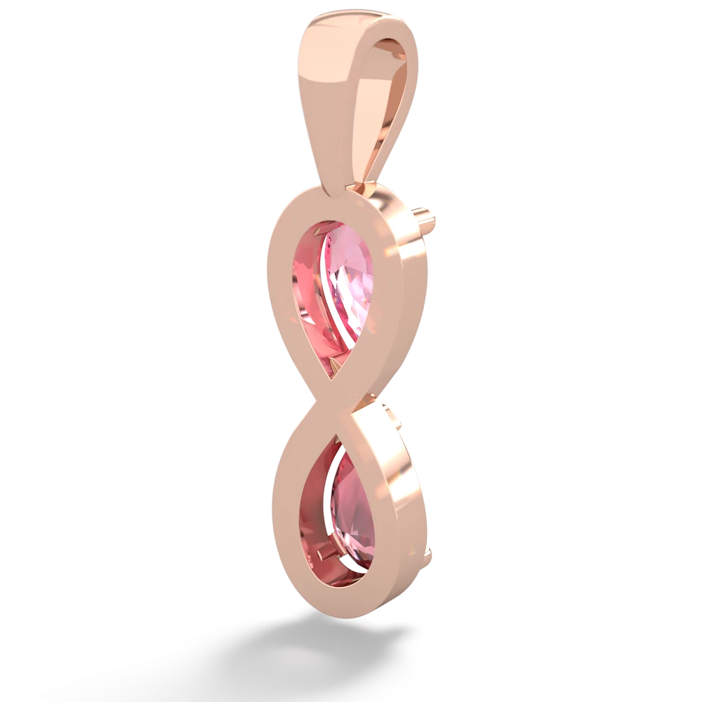 Lab Pink Sapphire Infinity 14K Rose Gold pendant P5050