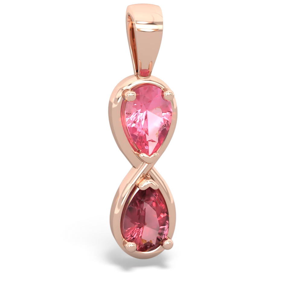 Lab Pink Sapphire Infinity 14K Rose Gold pendant P5050