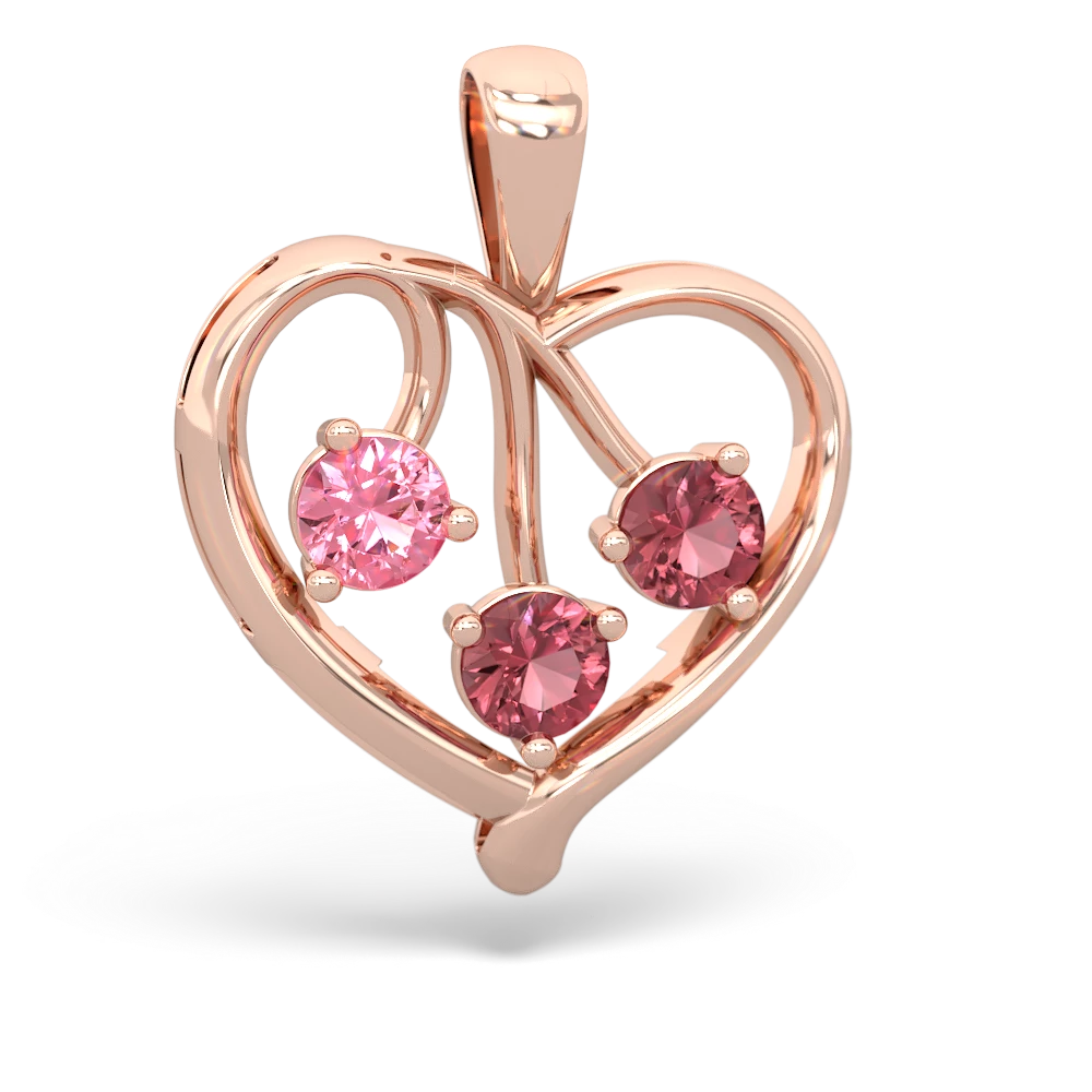 Zylah Pink Sapphire 0.85 ctw Heart Pendant Necklace 14K Rose Gold.Included  16 Inches 14K Rose Gold Chain | TriJewels
