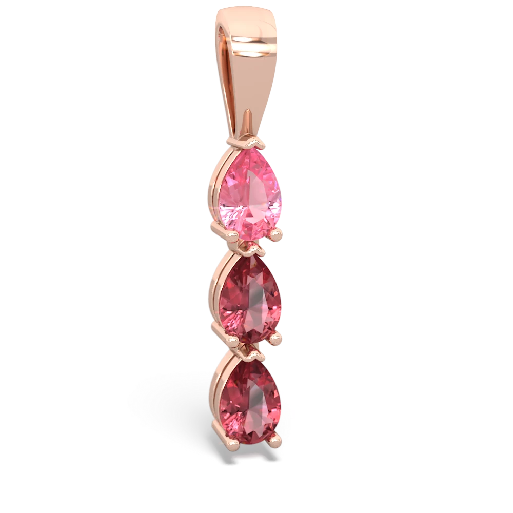 Lab Pink Sapphire Dew Drops 14K Rose Gold pendant P2251