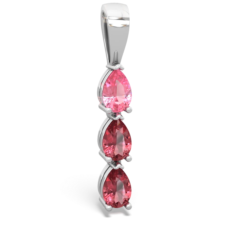 Lab Pink Sapphire Dew Drops 14K White Gold pendant P2251