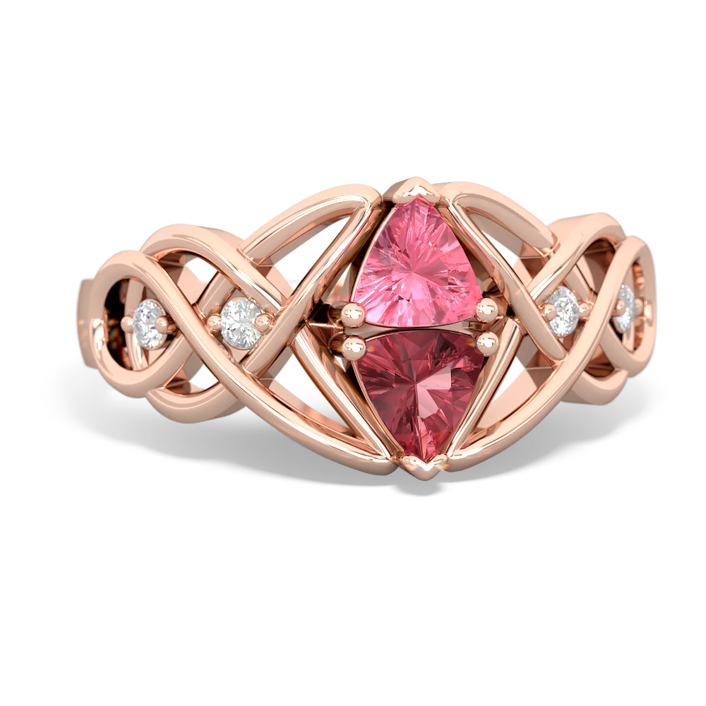 Lab Pink Sapphire Keepsake Celtic Knot 14K Rose Gold ring R5300