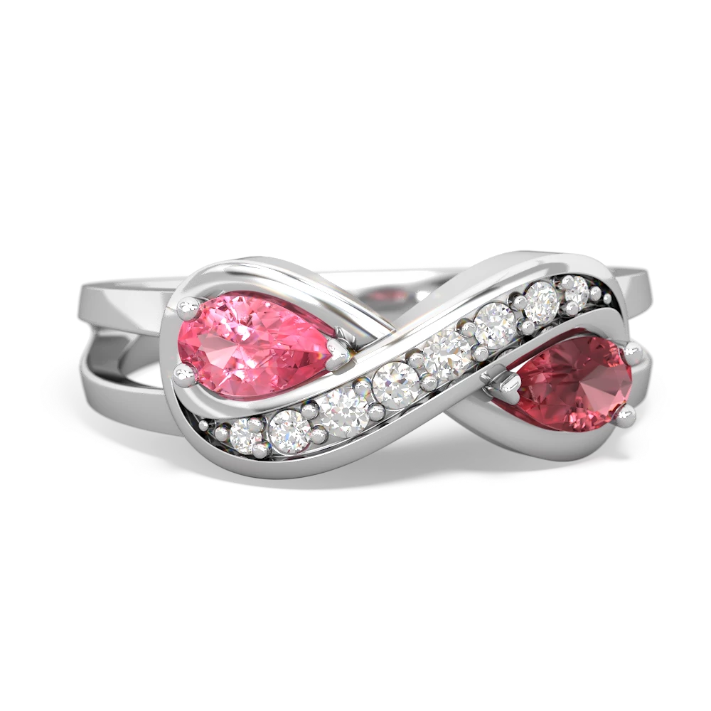 Lab Pink Sapphire Diamond Infinity 14K White Gold ring R5390